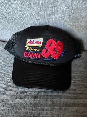 'ASK ME IF I GIVE A DAMN 99' Hat Black Cap FIELD GRADE Snapback MESH Foam Truck